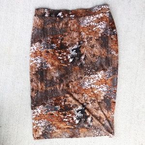 Vintage Cynthia Rowley Earthy Pencil Skirt / Brown Tie Dye Skirt / Soft Stretchy